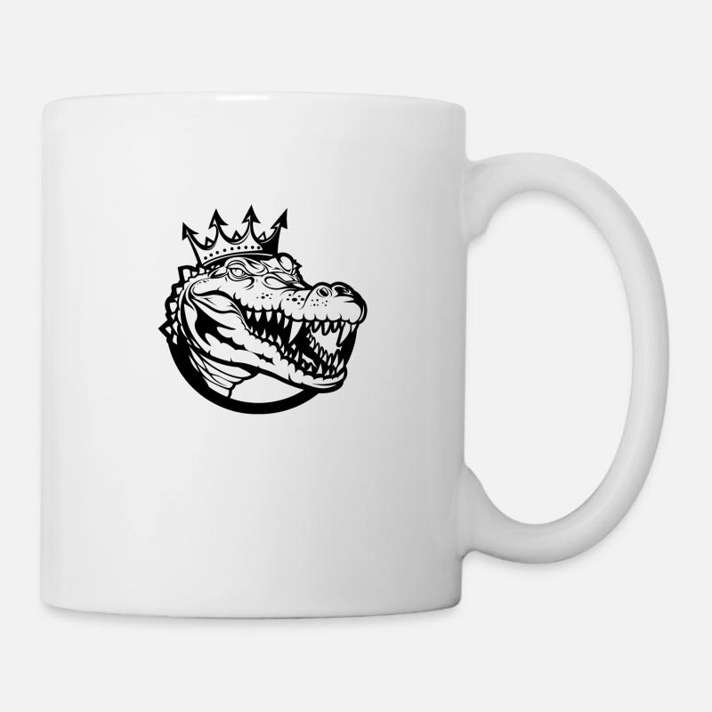 Krokodil von rechten Seite mit Krone - Tasse - Weiß