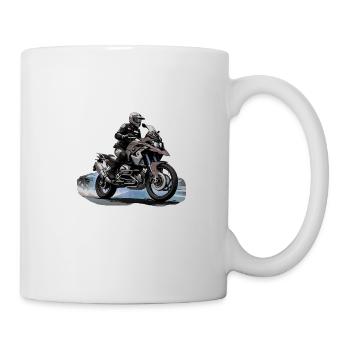Motard sur moto grise - Mug blanc - blanc - Droite