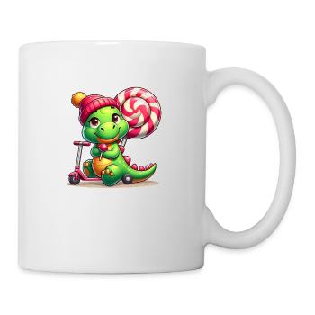 Crocodile green with hat lollipop and lollipop roller - Mug - white - Right