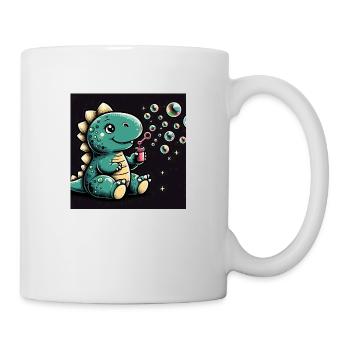Dino mit Seifenblasen im All - Tasse - Weiß - Rechts