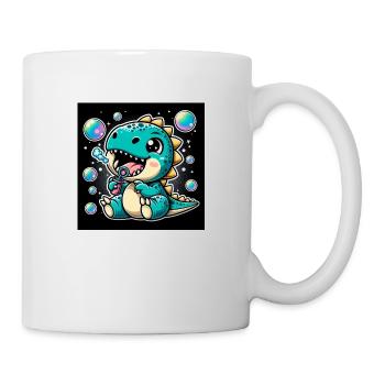 Dino mit Seifenblasen im Weltraum - Tasse - Weiß - Rechts