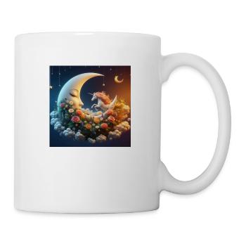 Mond mit Einhorn - Tasse - Weiß - Rechts
