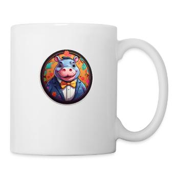 Lustiges Comic Nilpferd - Tasse - Weiß - Rechts