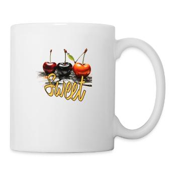 kirsche, Süßkirschen, sweet cherry - Tasse - Weiß - Rechts