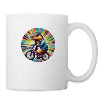 Cooles Capybara auf dem Fahrrad - Tasse - Weiß - Rechts