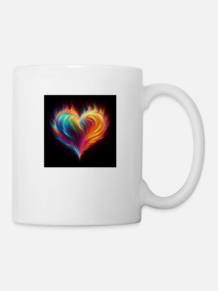 Rainbow fire heart - Mug - white
