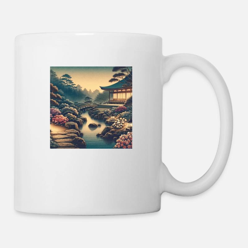 Japon Vintage Bach Azalée Bushes Soirée - Mug blanc - blanc