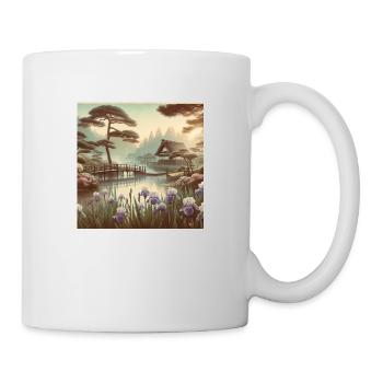 Japan Vintage Garden Pond Iris Flowers - Mug - white - Right