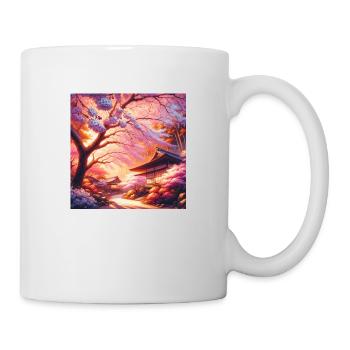 Japan Vintage Cherry Blossom House - Mug - white - Right