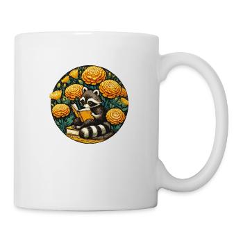 Lecture du raton laveur avec des soucis - Mug blanc - blanc - Droite