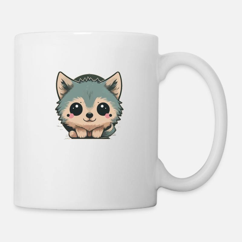 Loup mignon - Mug blanc - blanc