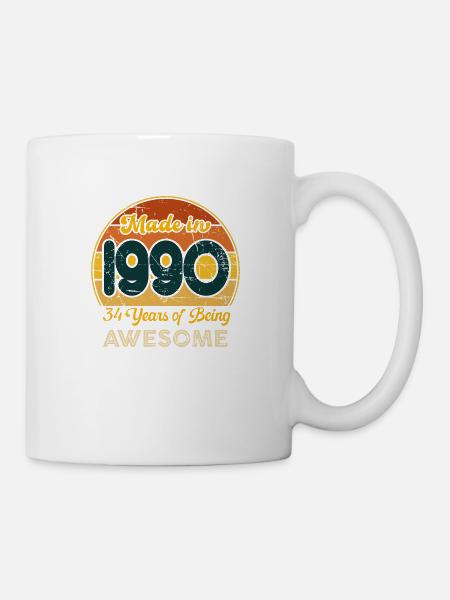 Né en 1990 - Vintage 1990 Anniversaire Rétro - Mug blanc - blanc
