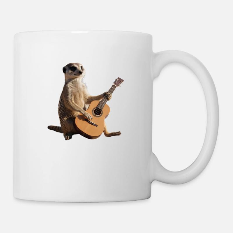 suricate assis guitare musicien - Mug blanc - blanc
