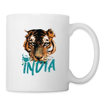 Indien, bengalisches Tigergesicht, Symbol Indiens - Tasse - Weiß - Rechts