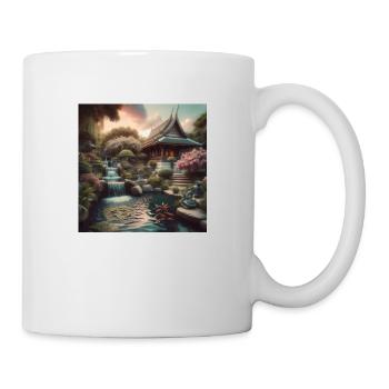 Japan Vintage Wasserfall Garten - Tasse - Weiß - Rechts