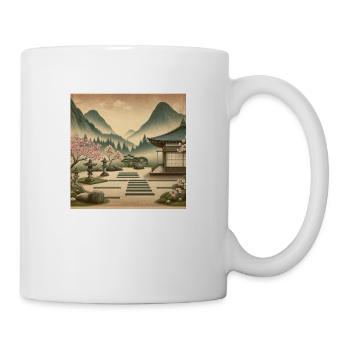 Salon de thé de jardin zen vintage du Japon - Mug blanc - blanc - Droite