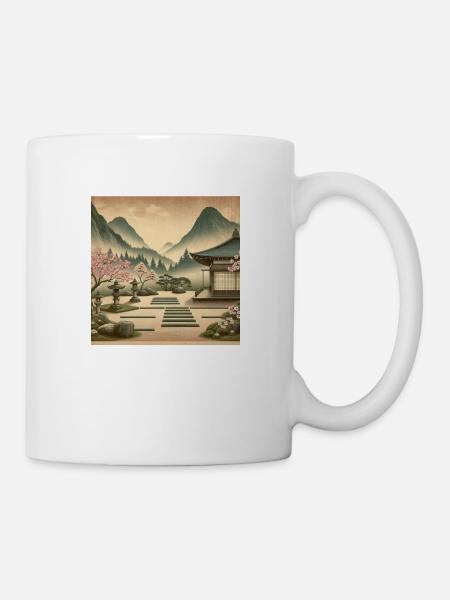 Japan Vintage Zen Garden Teahouse - Mug - white