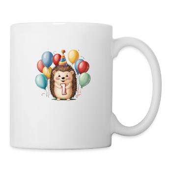 Hérisson mignon avec des ballons pour le 1er anniversaire - Mug blanc - blanc - Droite