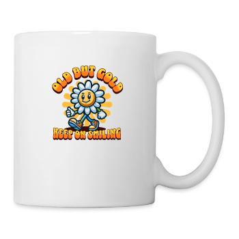 Old but Gold keep on smiling with sunflower - Tasse - Weiß - Rechts