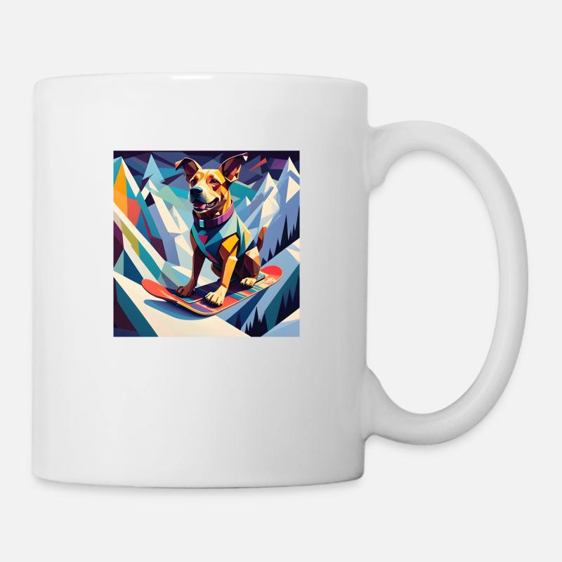 Dog on a snowboard - Mug - white