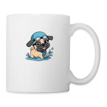 Mops-Schwimmparty: Planschspaß mit Welpen! - Tasse - Weiß - Rechts