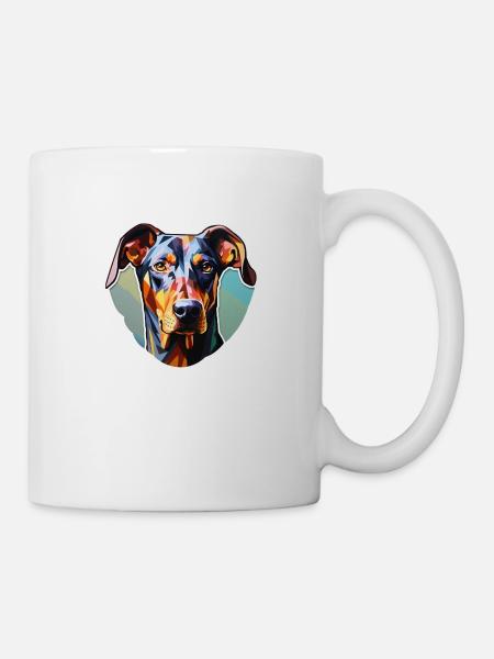 Dobermann Pinscher psychedelisch - Tasse - Weiß