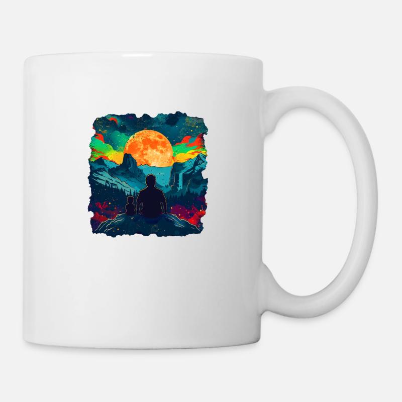 Father and son watching the moon - Mug - white