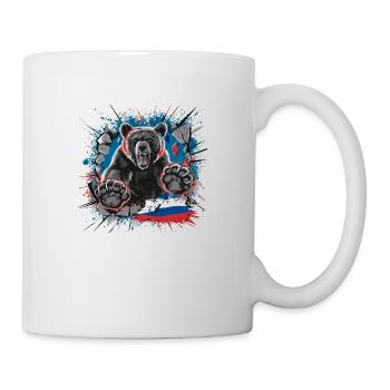 Bär mit russischer Flagge - Tasse - Weiß - Rechts