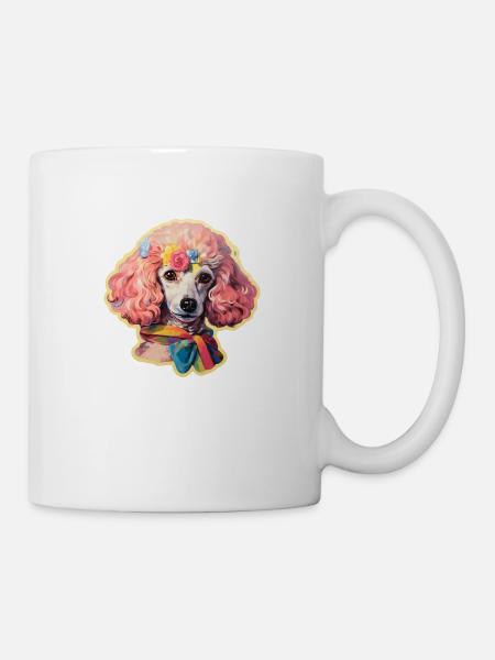 Pudelkopf mit Accessoires - Tasse - Weiß