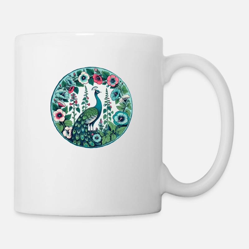 Vintage Pfau - Tasse - Weiß