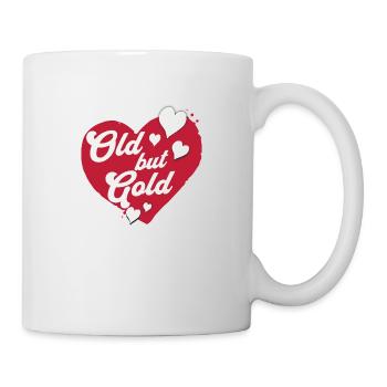 Old but Gold with a red heart for the dearest - Mug - white - Right