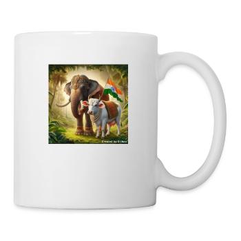 Sacred Indian cow with elephant - Tasse - Weiß - Rechts