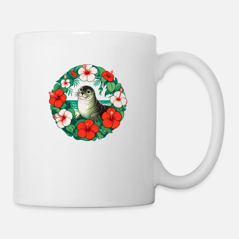 Phoque moine hawaïen rétro - Mug blanc - blanc