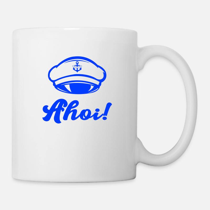 captain mütze ahoi - Tasse - Weiß