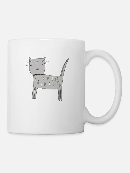katze grau - Tasse - Weiß