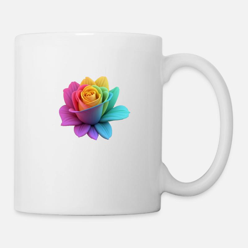 rose arc-en-ciel - Mug blanc - blanc