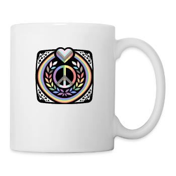 LGBT Pride Love Heart Tolerance Rainbow Flag - Mug - white - Right