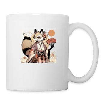 Élégance Kitsune en Tenue Traditionnelle - Mug blanc - blanc - Droite