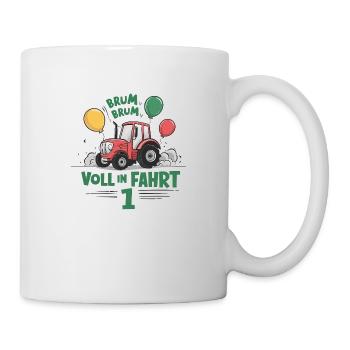 Cooler Traktor 1. Geburtstag: Bestseller Geschenk! - Tasse - Weiß - Rechts