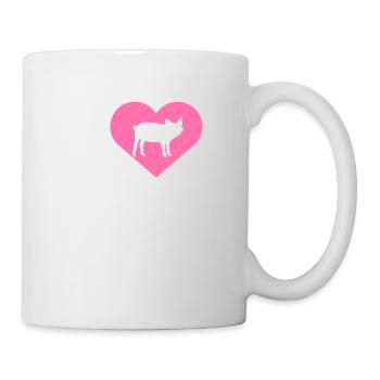 I Love Schweine Herz Schweinchen Silhouette Liebe - Tasse - Weiß - Rechts