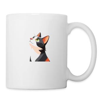 Katze schaut nach oben - Tasse - Weiß - Rechts