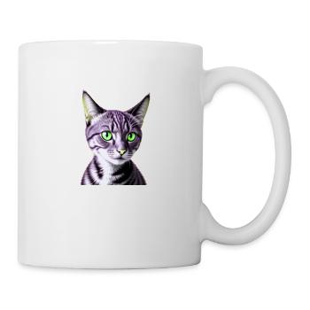 Grünäugige Katze - Tasse - Weiß - Rechts