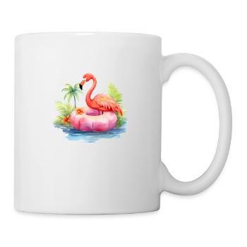 Flamant rose en été - Mug blanc - blanc - Droite