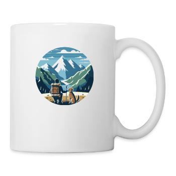 Adventure Friends, hikers with dogs in the mountains - Mug - white - Right