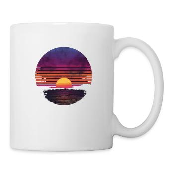 Rétro coucher de soleil extérieur océan des années 80 Vintage - Mug blanc - blanc - Droite