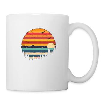 Coucher de soleil Forêt Montagne Extérieur Rétro Années 80 Vintage 3 - Mug blanc - blanc - Droite