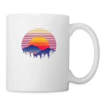 Coucher de soleil forêt montagne Extérieur Rétro des années 80 Vintage 4 - Mug blanc - blanc - Droite