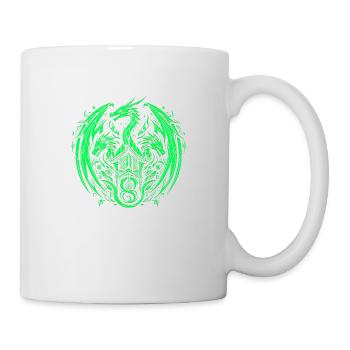Fantasy-Drache, Anime-Drachenkopf, mythische Reptilienmagie - Tasse - Weiß - Rechts