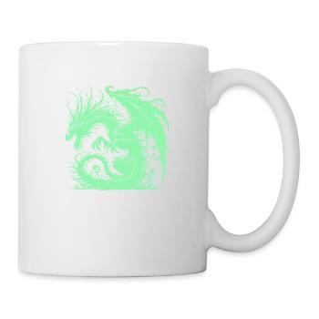 Fantasy-Drache, Anime-Drachenkopf, mythische Reptilienmagie - Tasse - Weiß - Rechts