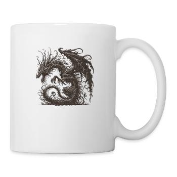 Fantasy-Drache, Anime-Drachenkopf, mythische Reptilienmagie - Tasse - Weiß - Rechts